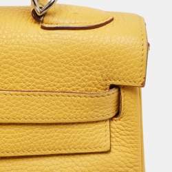 Hermes Jaune Togo Leather Palladium Finish Kelly Retourne 32 Bag