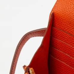Pre Owned Hermes Orange Epsom Leather Kelly Classic Wallet