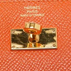 Pre Owned Hermes Orange Epsom Leather Kelly Classic Wallet