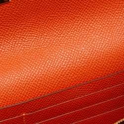 Pre Owned Hermes Orange Epsom Leather Kelly Classic Wallet