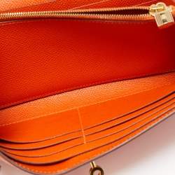 Pre Owned Hermes Orange Epsom Leather Kelly Classic Wallet