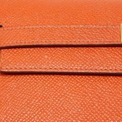 Pre Owned Hermes Orange Epsom Leather Kelly Classic Wallet