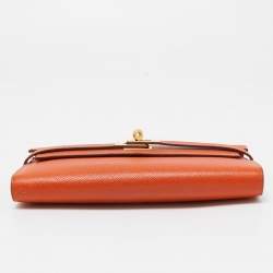 Pre Owned Hermes Orange Epsom Leather Kelly Classic Wallet