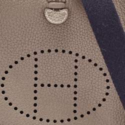 Pre Owned Hermes Etoupe/Bleu Indigo Taurillon Clemence Leather Evelyne TPM Bag