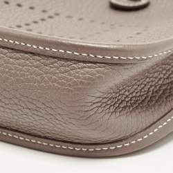 Pre Owned Hermes Etoupe/Bleu Indigo Taurillon Clemence Leather Evelyne TPM Bag