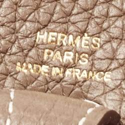 Pre Owned Hermes Etoupe/Bleu Indigo Taurillon Clemence Leather Evelyne TPM Bag