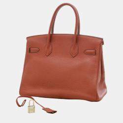 Pre Owned Hermes Birkin 30 handbag Taurillon rouge ash silver hardware M stamp