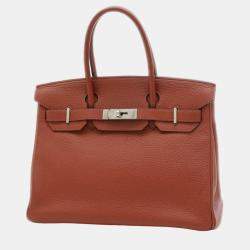 Pre Owned Hermes Birkin 30 handbag Taurillon rouge ash silver hardware M stamp