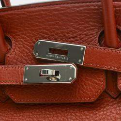 Pre Owned Hermes Birkin 30 handbag Taurillon rouge ash silver hardware M stamp