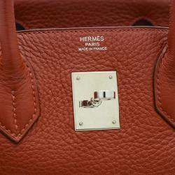 Pre Owned Hermes Birkin 30 handbag Taurillon rouge ash silver hardware M stamp