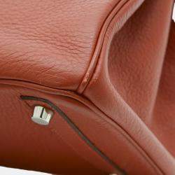 Pre Owned Hermes Birkin 30 handbag Taurillon rouge ash silver hardware M stamp