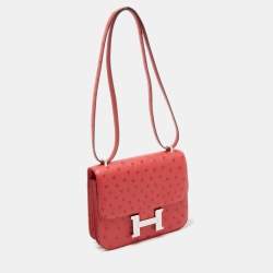 Pre Owned Hermes Rose Extreme Ostrich Constance 18 Bag