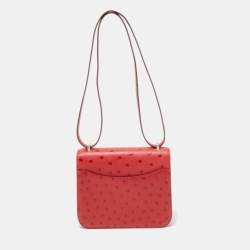 Pre Owned Hermes Rose Extreme Ostrich Constance 18 Bag