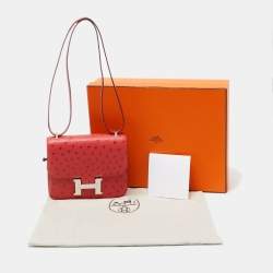 Pre Owned Hermes Rose Extreme Ostrich Constance 18 Bag