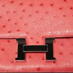 Pre Owned Hermes Rose Extreme Ostrich Constance 18 Bag