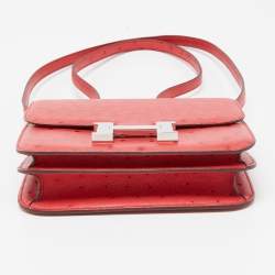 Pre Owned Hermes Rose Extreme Ostrich Constance 18 Bag