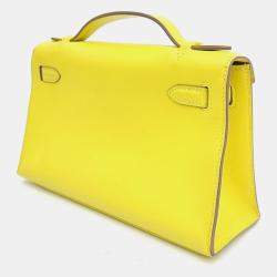 Hermes Leather Green Pochette Kelly Bag