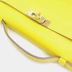 Hermes Leather Green Pochette Kelly Bag