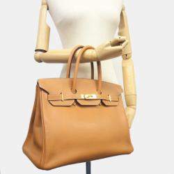 HERMES Birkin 35 Ardennes Natural Handbag Brown Women's