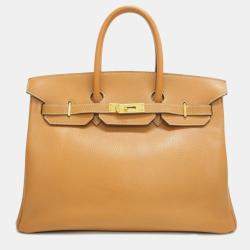 HERMES Birkin 35 Ardennes Natural Handbag Brown Women's