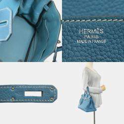 Pre Owned Hermes Handbag Birkin 30 Taurillon Clemence Turquoise Silver Ladies