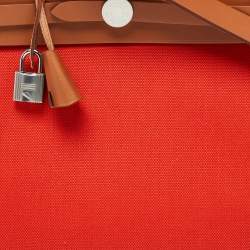 Pre Owned Hermes Orange/Fauve Canvas and Leather Herbag Zip 31 Bag