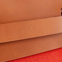 Pre Owned Hermes Orange/Fauve Canvas and Leather Herbag Zip 31 Bag