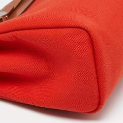 Pre Owned Hermes Orange/Fauve Canvas and Leather Herbag Zip 31 Bag