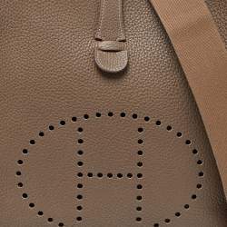 Hermes Etoupe Togo Leather Evelyne III GM Bag