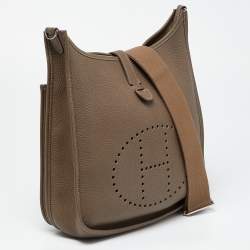 Hermes Etoupe Togo Leather Evelyne III GM Bag