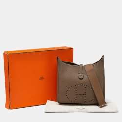 Hermes Etoupe Togo Leather Evelyne III GM Bag