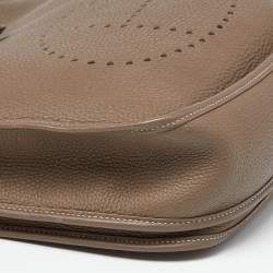 Hermes Etoupe Togo Leather Evelyne III GM Bag