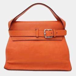 مملوكة مسبقًا Hermes Leather Orange Etoupe Bag