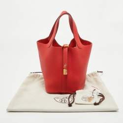 Pre Owned Hermès Rouge Tomate Togo Leather Picotin Lock 18 Bag