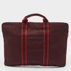 Hermes Bordeaux Canvas Fourre Tout Briefcase