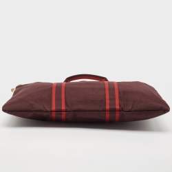 Hermes Bordeaux Canvas Fourre Tout Briefcase