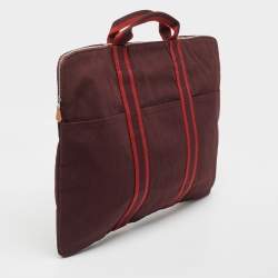 Hermes Bordeaux Canvas Fourre Tout Briefcase