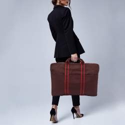 Hermes Bordeaux Canvas Fourre Tout Briefcase