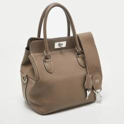 Pre Owned Hermes Etoupe Swift Leather Palladium Finish Toolbox 20 Bag