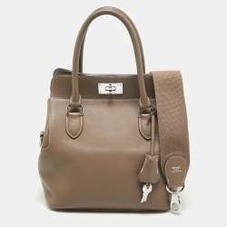 Pre Owned Hermes Etoupe Swift Leather Palladium Finish Toolbox 20 Bag
