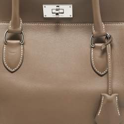 Pre Owned Hermes Etoupe Swift Leather Palladium Finish Toolbox 20 Bag
