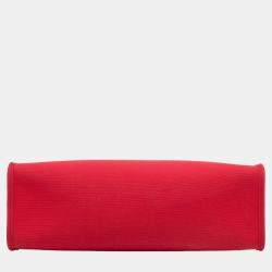 Pre Owned Hermes Red Toile Herbag Zip 31