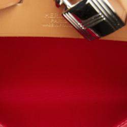 Pre Owned Hermes Red Toile Herbag Zip 31