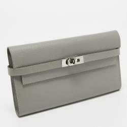 Hermes Gris Mouette Epsom Leather Kelly Classic Wallet