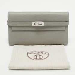 Hermes Gris Mouette Epsom Leather Kelly Classic Wallet
