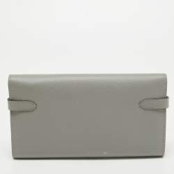 Hermes Gris Mouette Epsom Leather Kelly Classic Wallet