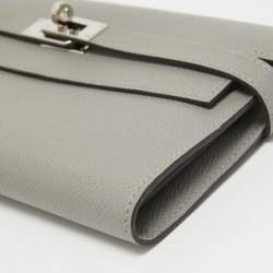 Hermes Gris Mouette Epsom Leather Kelly Classic Wallet