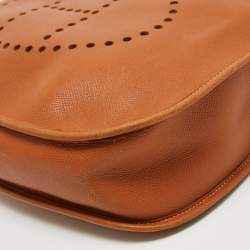 Pre Owned Hermes Gold Epsom Leather Evelyne I GM Bag