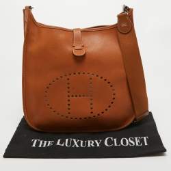 Pre Owned Hermes Gold Epsom Leather Evelyne I GM Bag