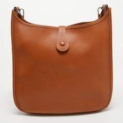 Pre Owned Hermes Gold Epsom Leather Evelyne I GM Bag